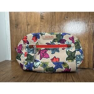 Vera Bradley *Falling Flowers Neutral* Lighten up Medium Cosmetic Makeup Bag